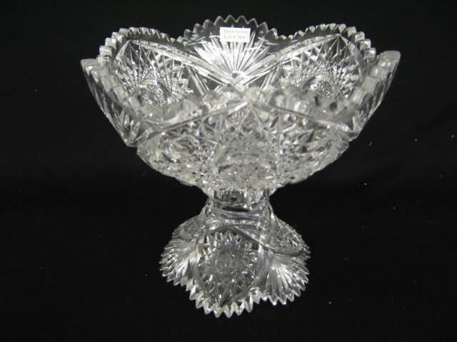 Appraisal: Brilliant Period Cut Glass Punchbowl on Stand heavily cut starburst