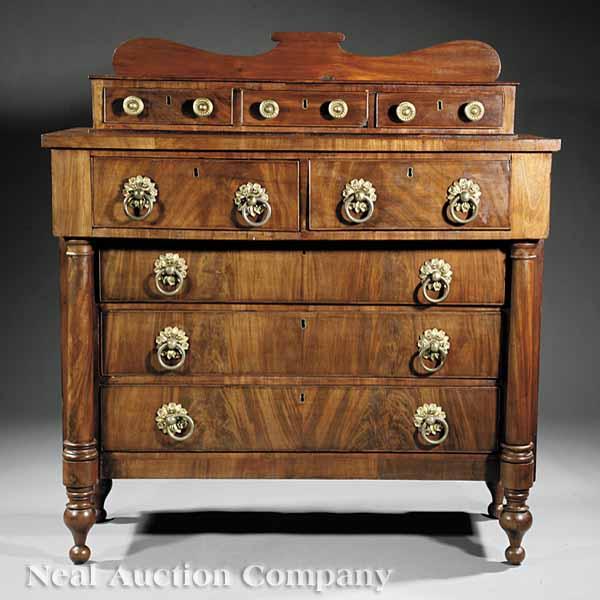 Appraisal: An American Late Classical Mahogany Dressing Chest c scrolled backsplash