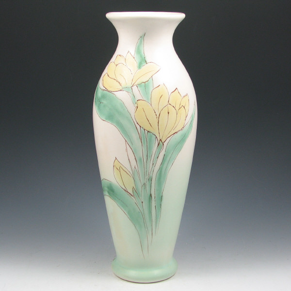 Appraisal: Tall Weller Hudson Perfecto vase with yellow floral decoration by