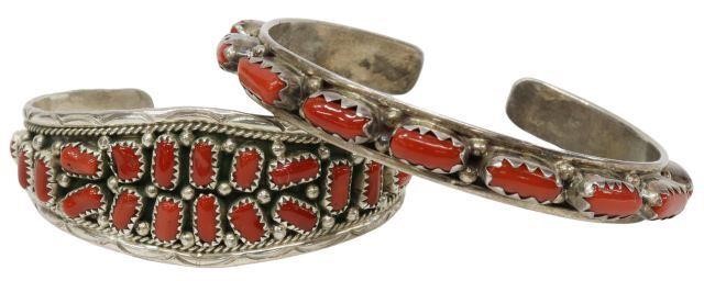 Appraisal: lot of Southwest style sterling silver and red coral cuff