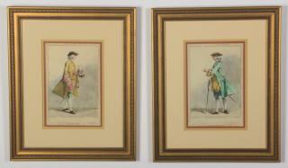 Appraisal: th c hand colored English engravings Two similar mid to