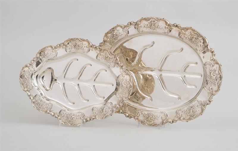 Appraisal: TWO AMERICAN SILVER GRADUATED WELL-AND-TREE PLATTERS Numbered and in and