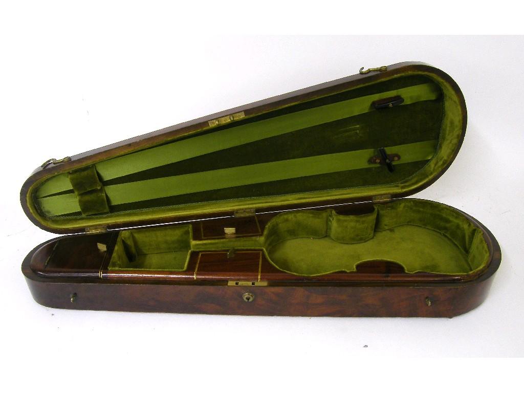 Appraisal: Good flamed mahogany fitted violin case with brass carrying handle