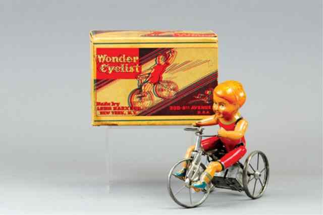 Appraisal: MARX WONDER CYCLIST IN ORIGINAL BOX Litho wind up toy