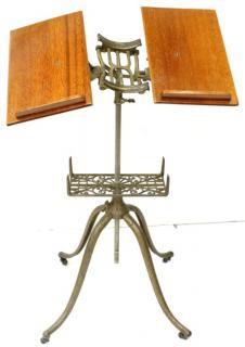 Appraisal: Antique Gilt Cast Iron Walnut Music Book Stand The wood