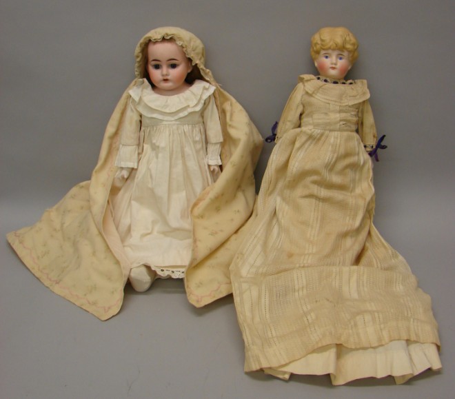 Appraisal: Pair of shoulderhead dolls Germany ABG Painted molded features -