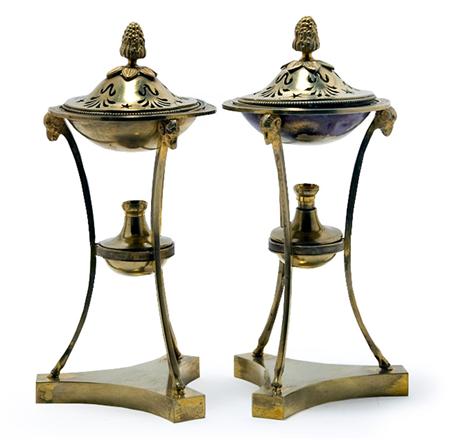 Appraisal: Pair of Continental Neoclassical Gilt-Bronze Brule Parfumes Estimate -