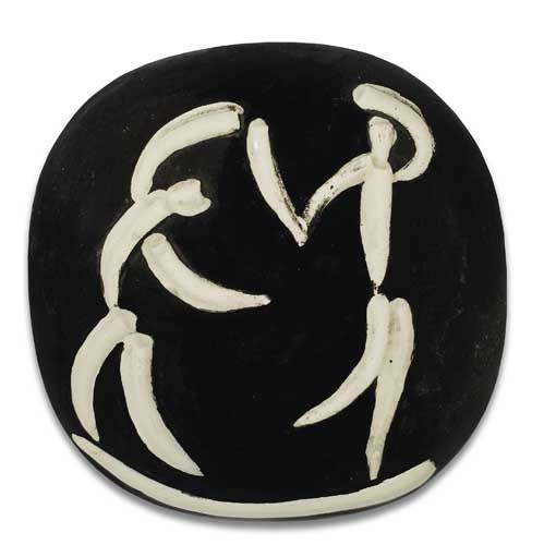 Appraisal: PABLO PICASSO Dancers Partially glazed terre de fa ence plate