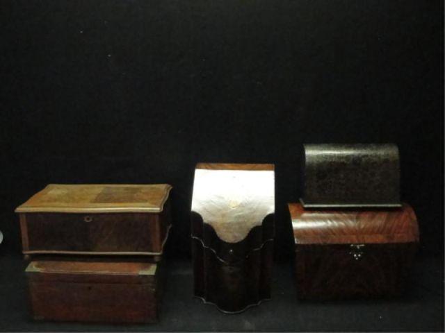 Appraisal: Lot of Boxes Includes Inlaid Knife Box From a Queens