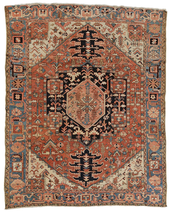 Appraisal: Heriz Carpet Persian early th century hexagonal central medallion on