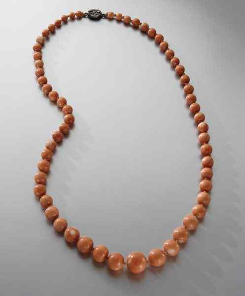 Appraisal: Chinese carved coral necklace This item can NOT be shipped