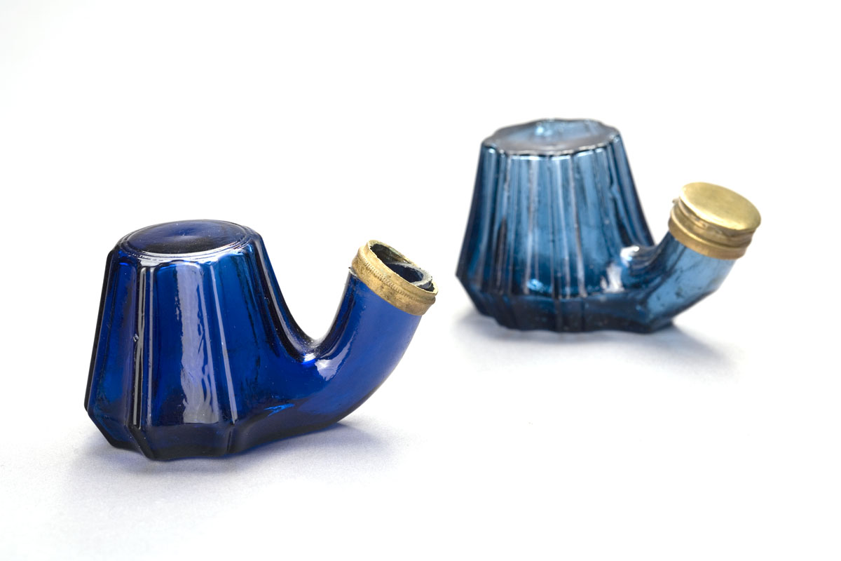 Appraisal: TWO BLOWN-MOLDED 'TEAKETTLE' INK BOTTLES CIRCA - The first in