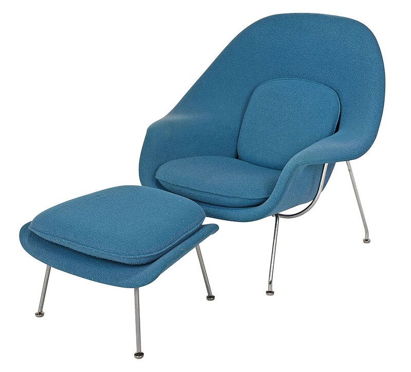 Appraisal: Vintage Eero Saarinen Womb Chair and Ottoman Knoll Associates designed