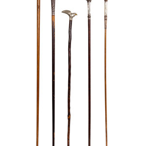 Appraisal: A Collection of Silver Mounted Canes American late th early