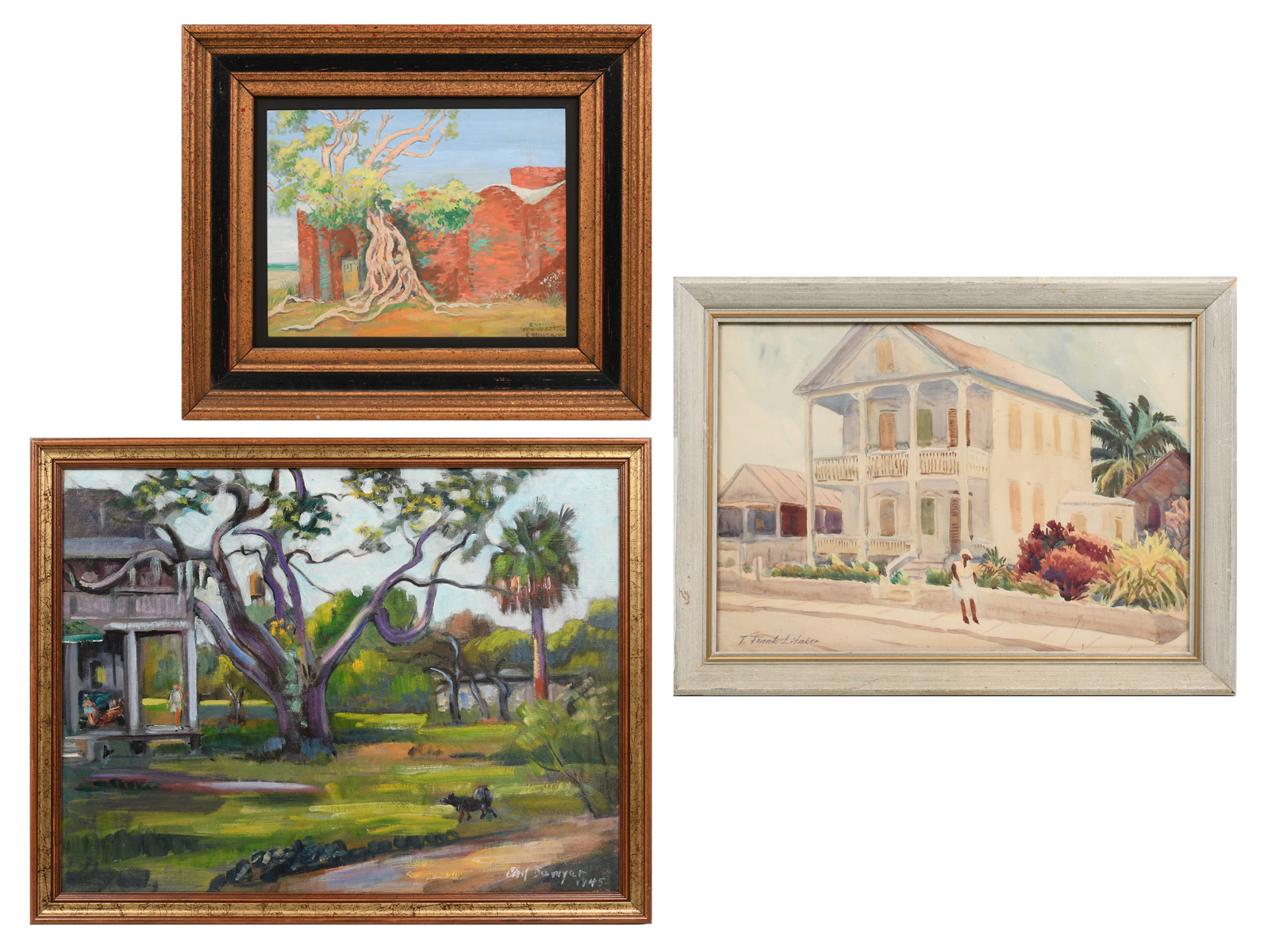 Appraisal: PC FLORIDA PAINTING LOT Phillip Sayer Southern Home with Figures