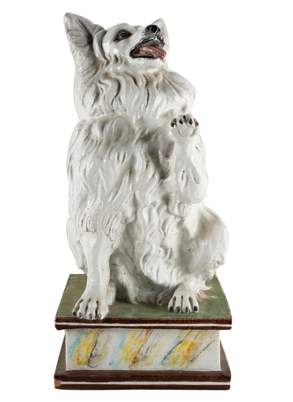 Appraisal: ITALIAN GLAZED TERRACOTTA FIGURE OF A DOGsigned illegibly to lower