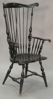 Appraisal: Wallace Nutting fan back Windsor armchair with remnants of paper