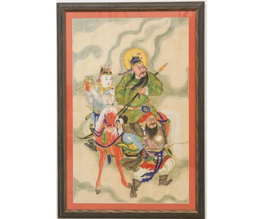 Appraisal: Large framed and matted watercolor of Japanese figures and a