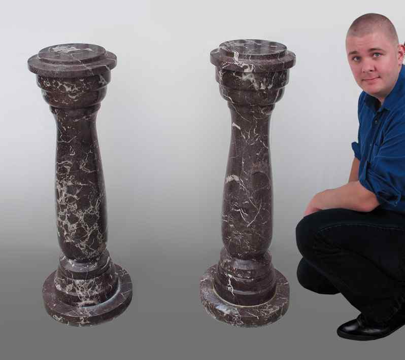 Appraisal: PAIR OF MARBLE PEDESTALS Purple white '' x ''