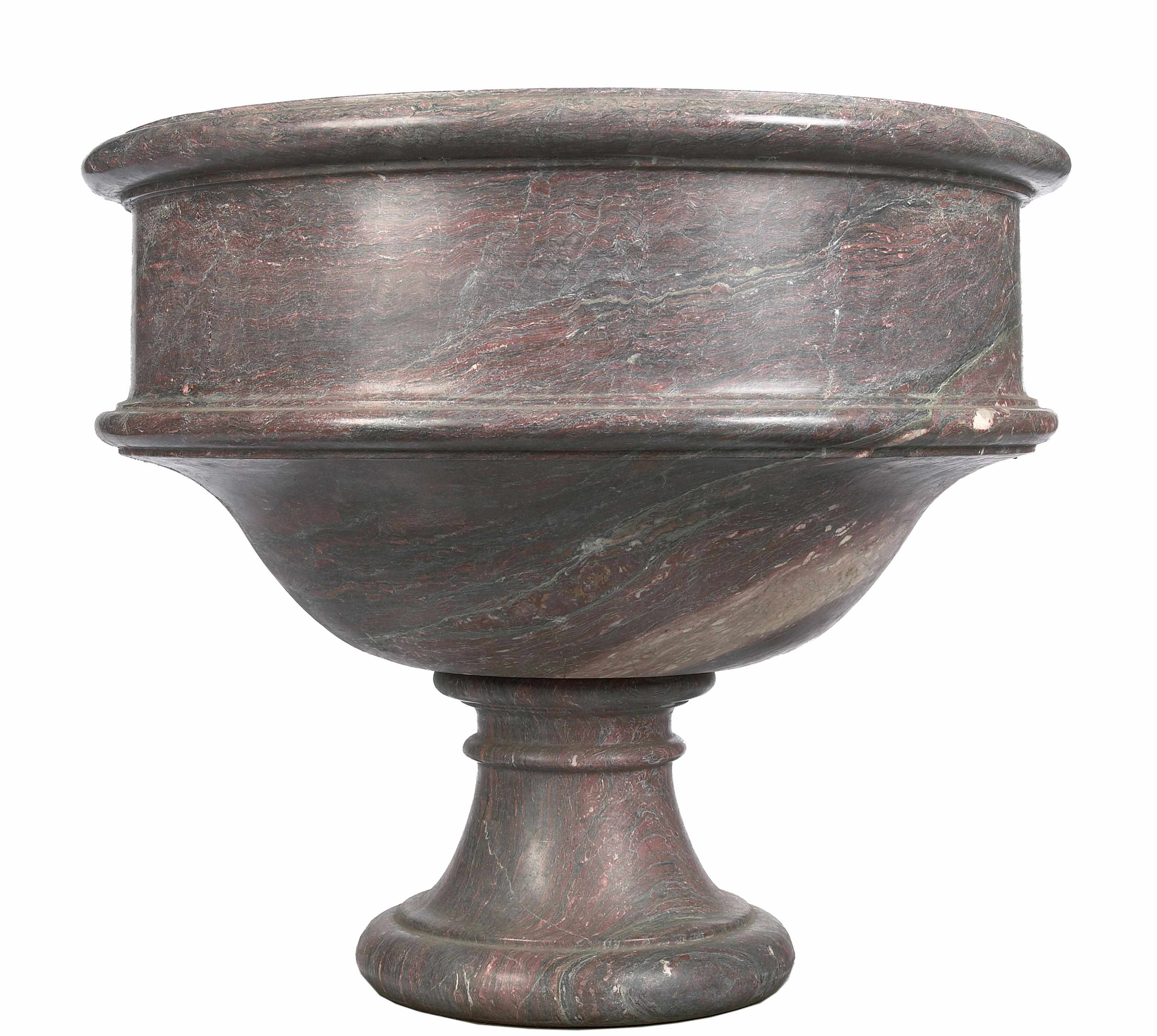 Appraisal: An imposing Italian rubino marble urn height in diameter in