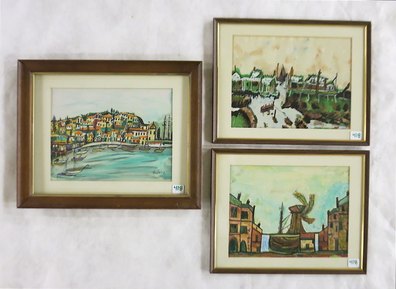 Appraisal: RUZA ERCEG THREE WATERCOLORS ON PAPER Oregon Yugoslavia - Small