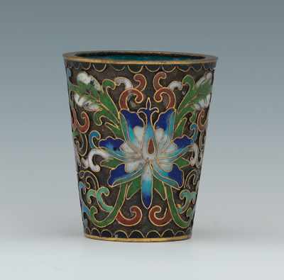 Appraisal: A Chinese Cloisonne Medicine Cup Of simple beaker form decorated