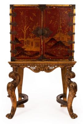 Appraisal: An th Century red japanned cabinet on stand the chest