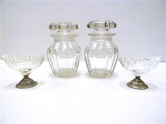 Appraisal: Two cut glass with ground stoppers '' h along with