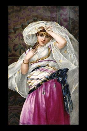 Appraisal: CONTINENTAL PORCELAIN PLAQUE Signed H Cocquacillet depicting an Arab girl