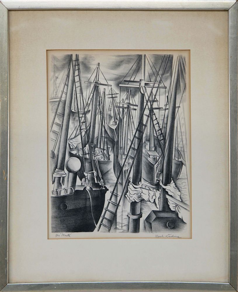 Appraisal: Ryah Ludins Black and White Limited Edition Lithograph Masts Ed