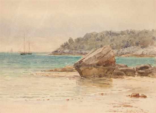 Appraisal: Evelyn M Bicknell American - View from the Shoreline watercolor