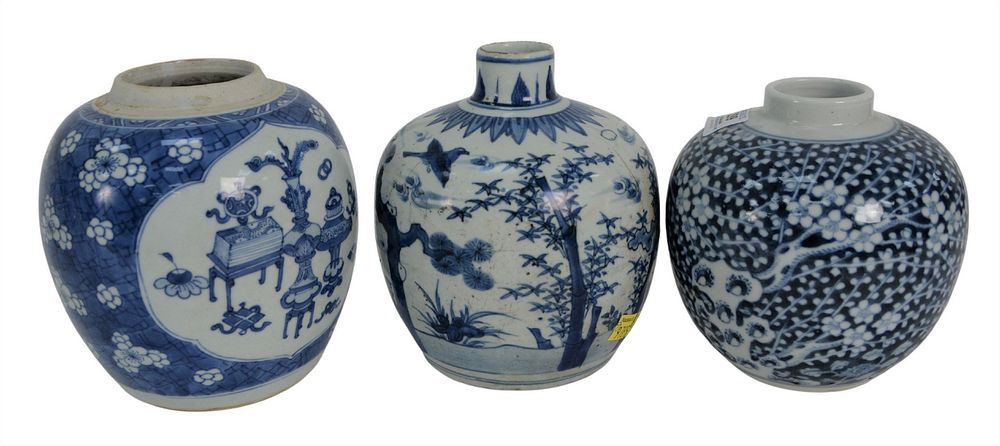 Appraisal: Three Chinese Blue and White Porcelain Pieces to include a