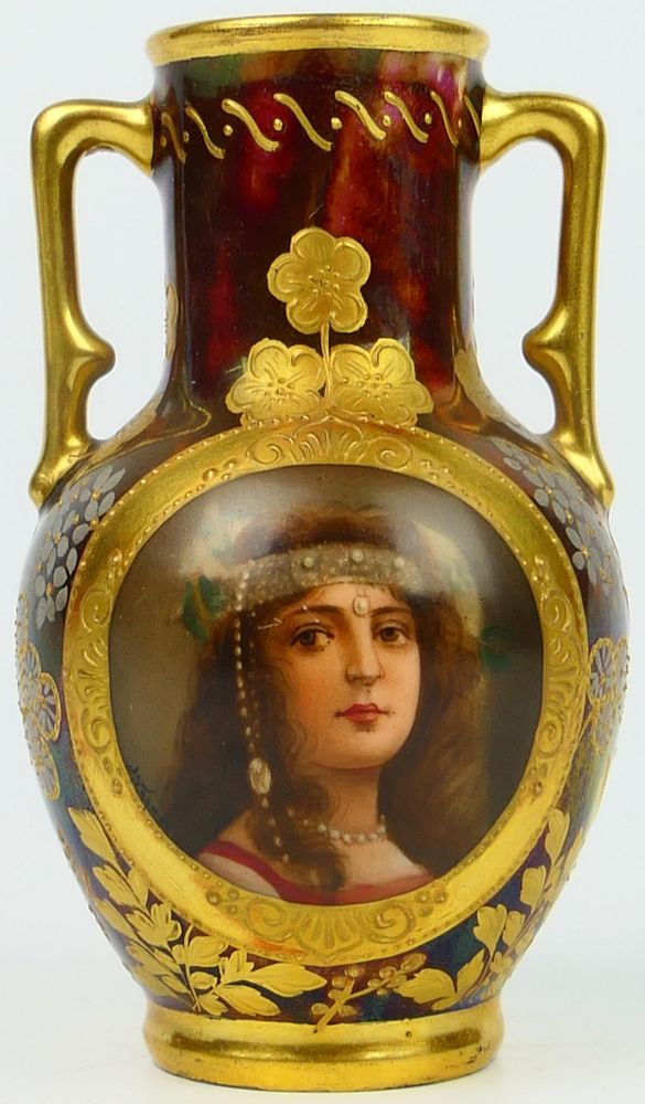 Appraisal: TH C ROYAL VIENNA CABINET VASE CLEOPATRA WAGNER By the