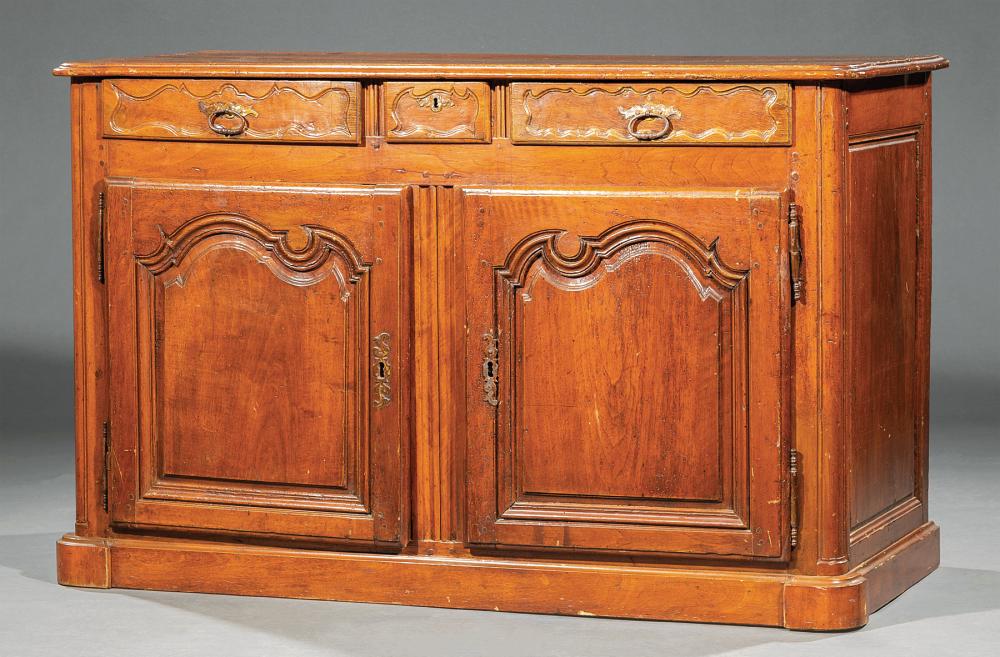 Appraisal: French Provincial Carved Walnut Buffet Bas th c molded top