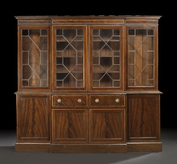 Appraisal: George III-Style Mahogany Breakfront Bookcase fourth quarter th century the