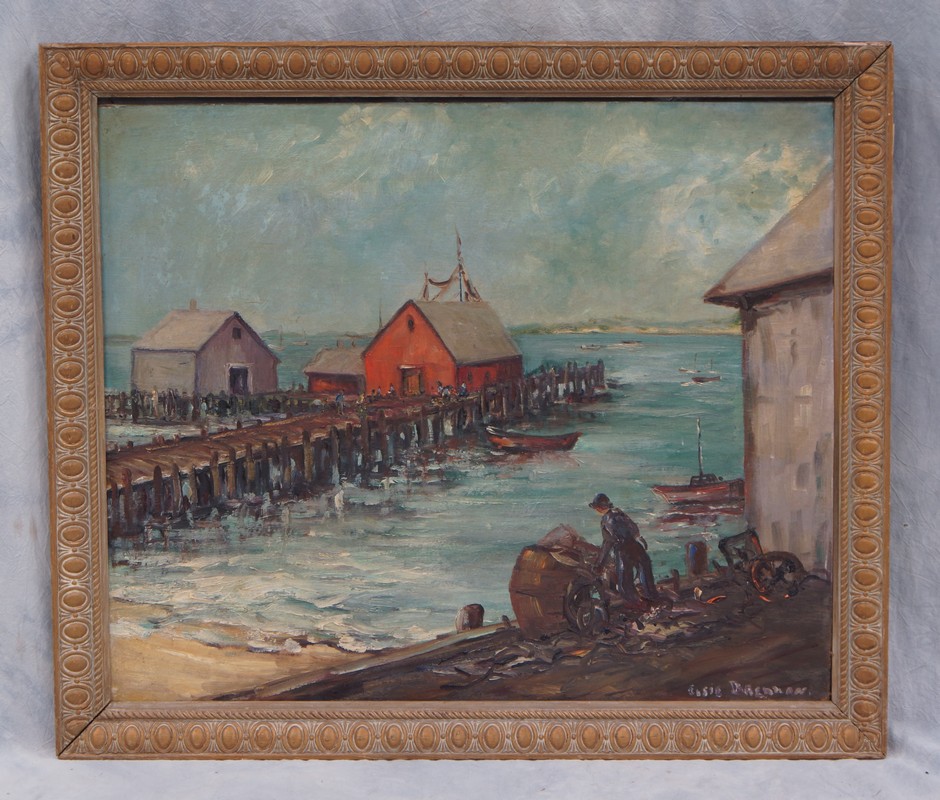 Appraisal: Elsie Brennan American th c o b Fishing Boats in