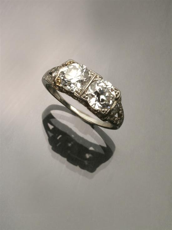 Appraisal: Art Deco Platinum and Twin-Diamond Dinner Ring Circa Set with