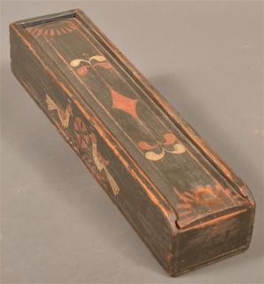 Appraisal: th Century Softwood Slide Lid Candle Box Decorative folk art