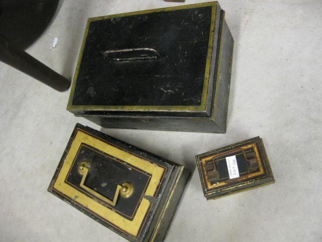 Appraisal: Victorian Decorated Tin Document Boxes