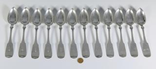 Appraisal: Columbia TN Coin Silver Spoons dessert spoons with oval fiddle