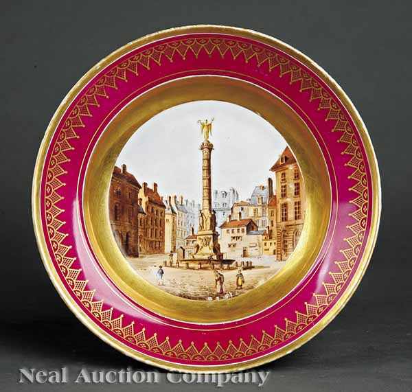 Appraisal: A Paris Porcelain Topographical Cabinet Plate early th c by