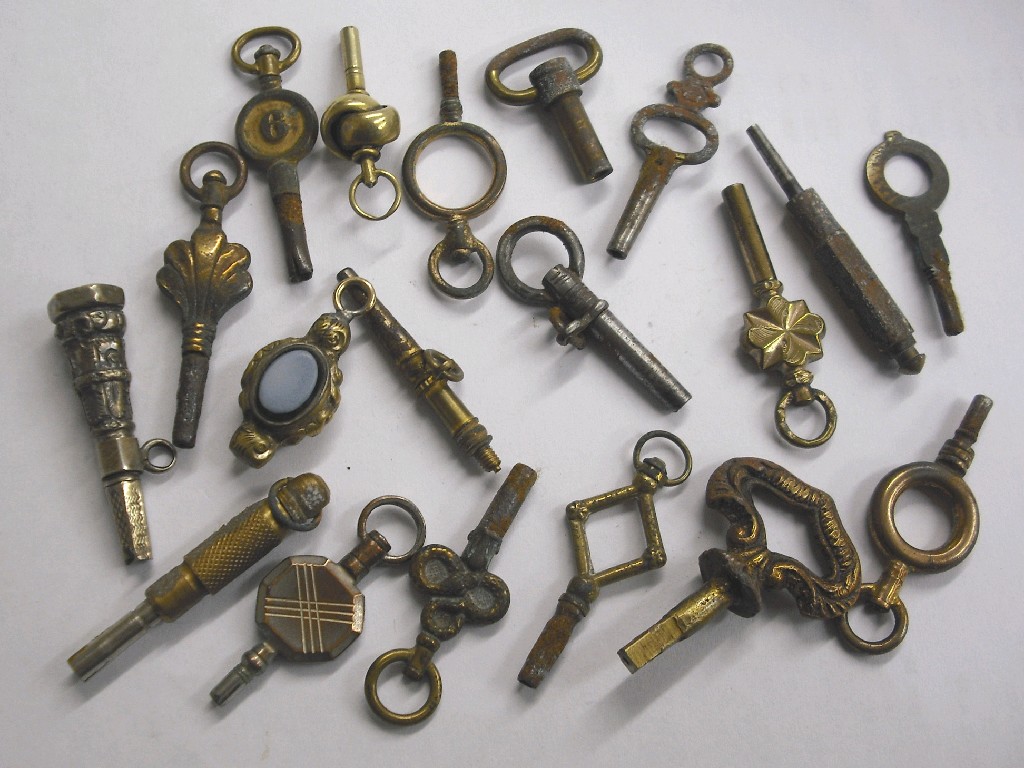 Appraisal: Selection of gilt and brass pocket watch keys