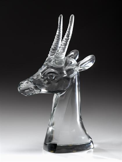 Appraisal: Large Lalique glass head of a gazelle circa Wheel cut