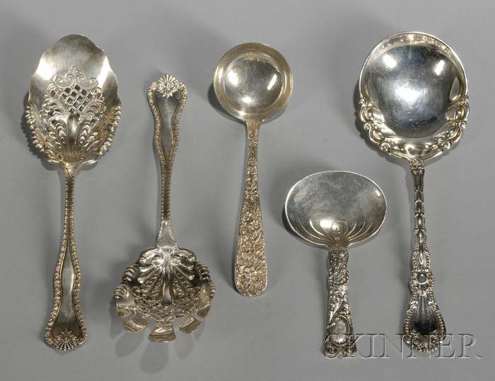 Appraisal: Five Pieces of Assorted Sterling Flatware a Hamilton Davis two-piece