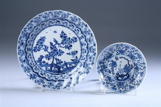 Appraisal: TWO CHINESE BLUE AND WHITE PORCELAIN DISHES Kangxi period Floral