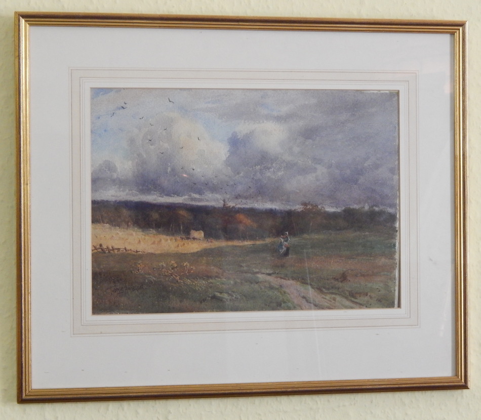 Appraisal: Thomas Ambrose thC Figure in rural landscape watercolour signed cm