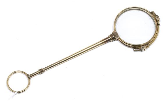 Appraisal: A LORGNETTE circa Gilded Classic lorgnon with round correcting glasses