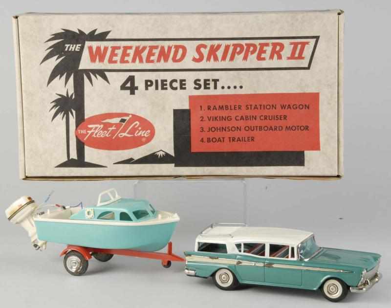 Appraisal: Tin Fleet Line Weekend Skipper Car Boat Set Description Japanese