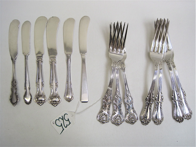 Appraisal: THIRTEEN PIECES STERLING SILVER FLATWARE Includes assorted dinner forks by