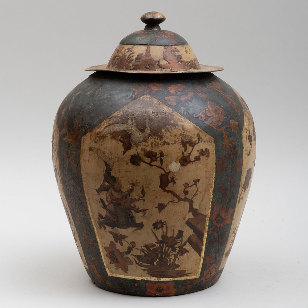 Appraisal: Lacca Povera and Painted Terra Cotta Jar and a Matched